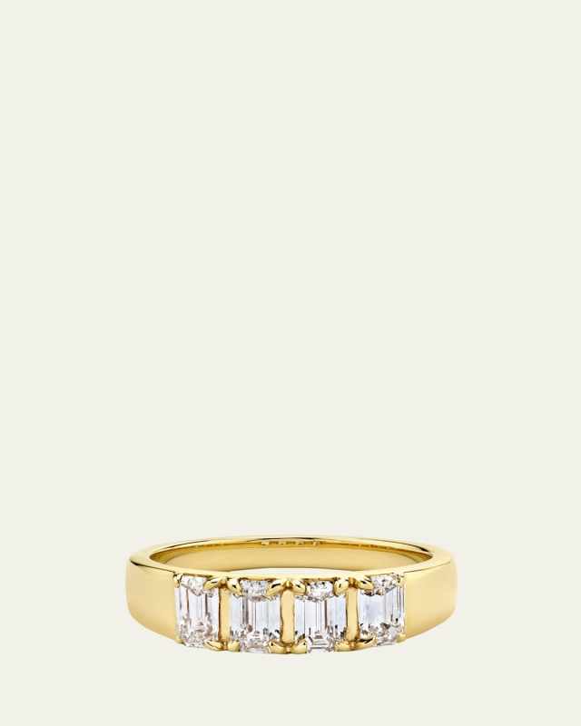 14K Gold Lab Grown Diamond Emerald Tetrad Ring, 1.00tcw